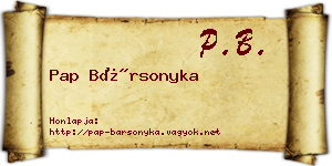 Pap Bársonyka névjegykártya